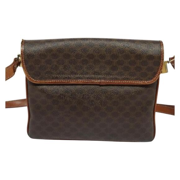 CELINE Macadam Canvas Shoulder Bag Pvc Leather Brown Gold - Picture 3 of 13